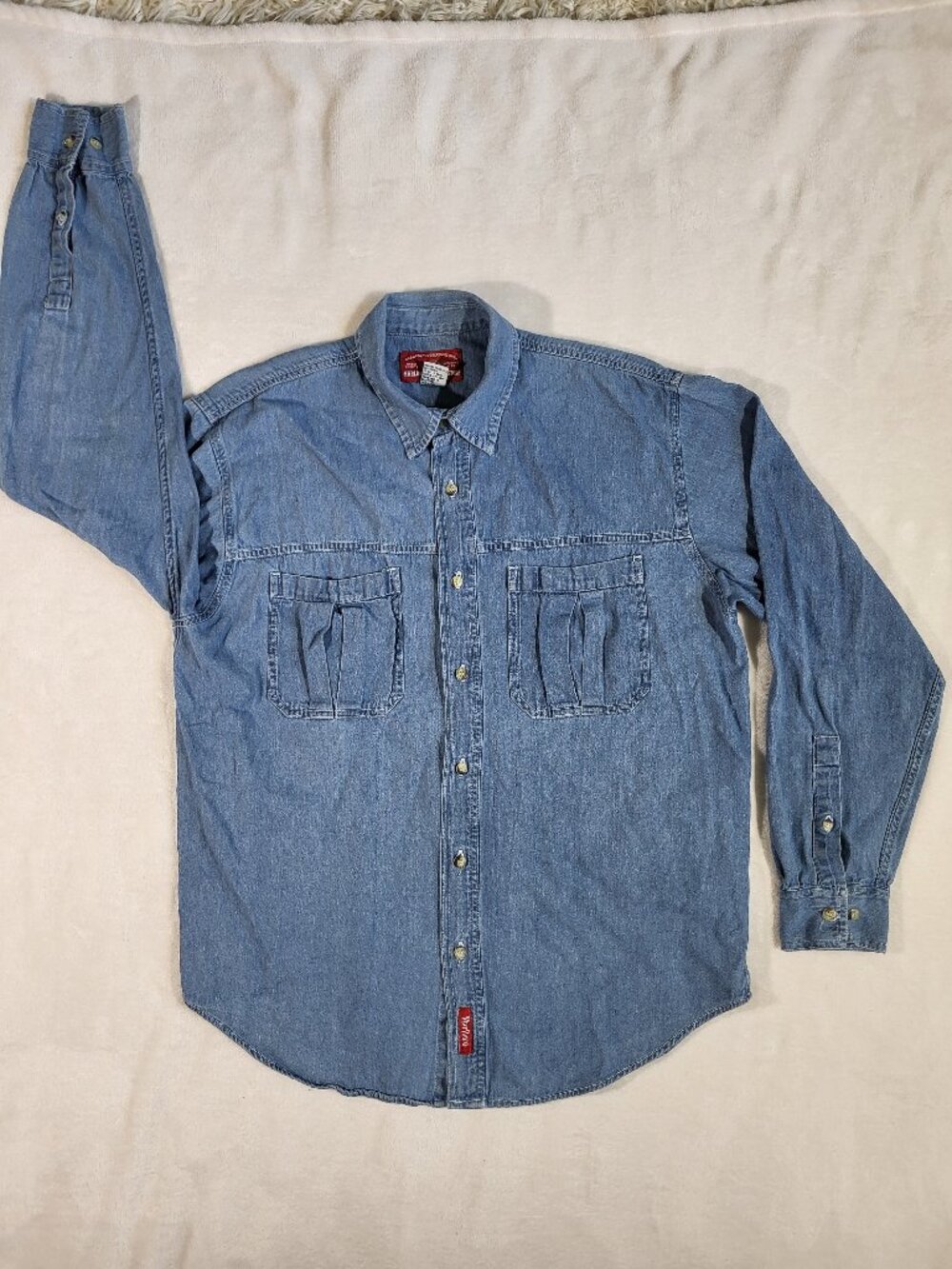Vintage Marlboro Country Denim Shirt Long Sleeve Button Up Size M Light Wash
